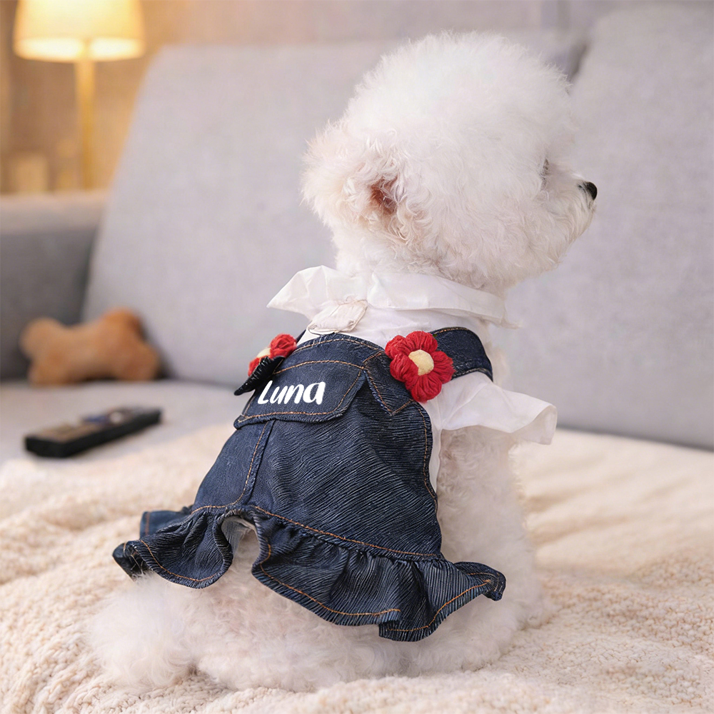 Personalized Pet Denim Pet Overalls | inCloth18