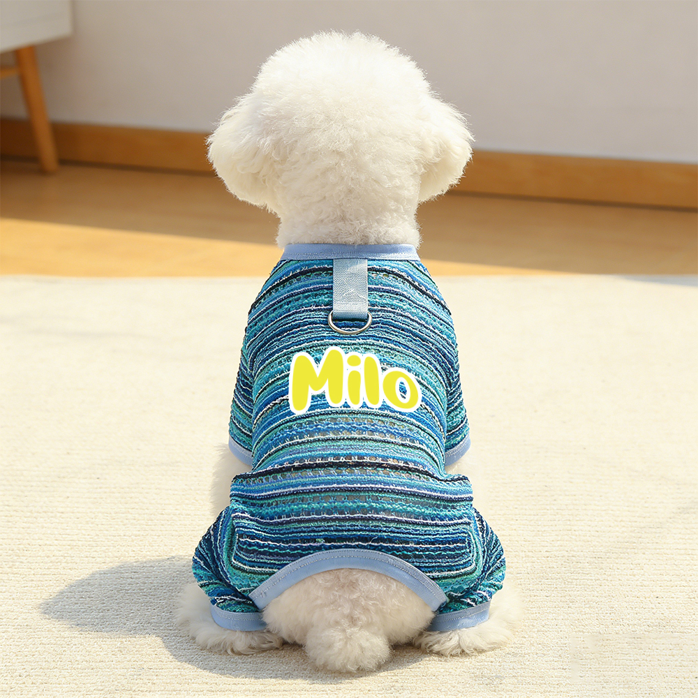 Personalized Name Striped Dog Jumpsuit | inCloth47
