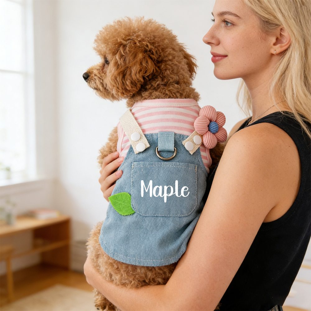 Personalized Name Pet Denim Overalls Dress  | inCloth49