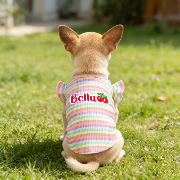 Personalized Name Pet Summer Rainbow Striped Dress | inCloth69