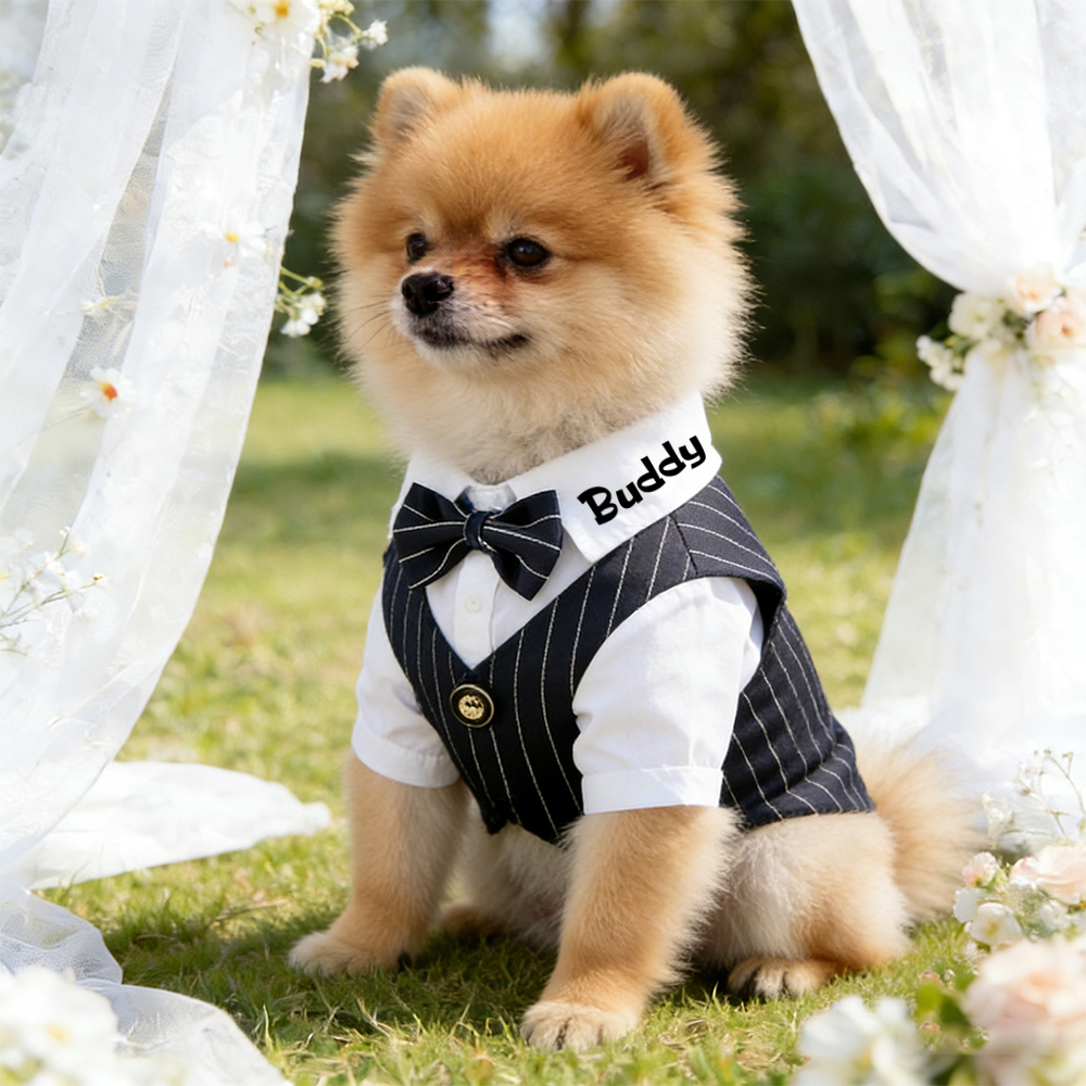 Personalized Name Pet Tuxedo with Bow Tie | inCloth80