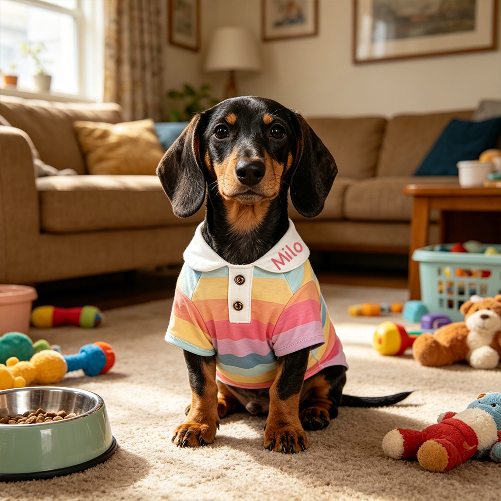 Personalized Pet Rainbow Striped Polo Shirt | inCloth106