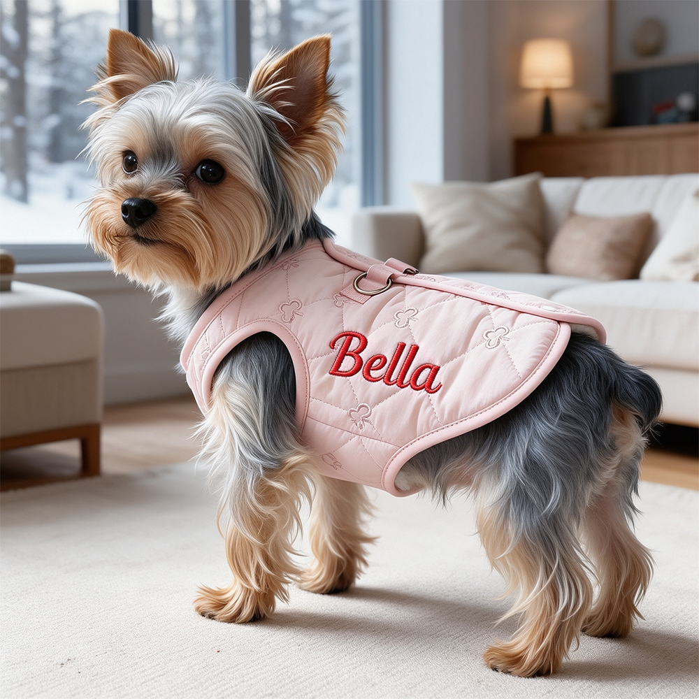 Personalized Embroidered Name Quilted Warm Pet Vest | incloth133