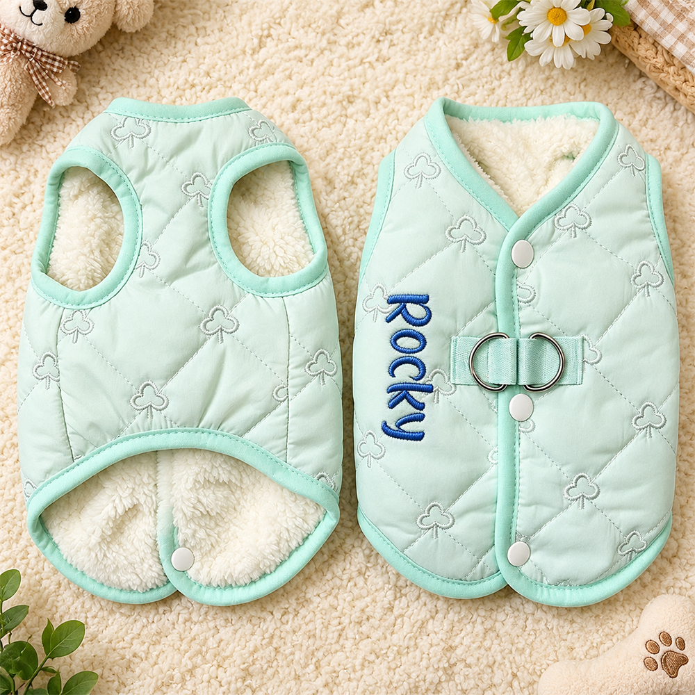 Personalized Embroidered Name Quilted Warm Pet Vest | incloth133