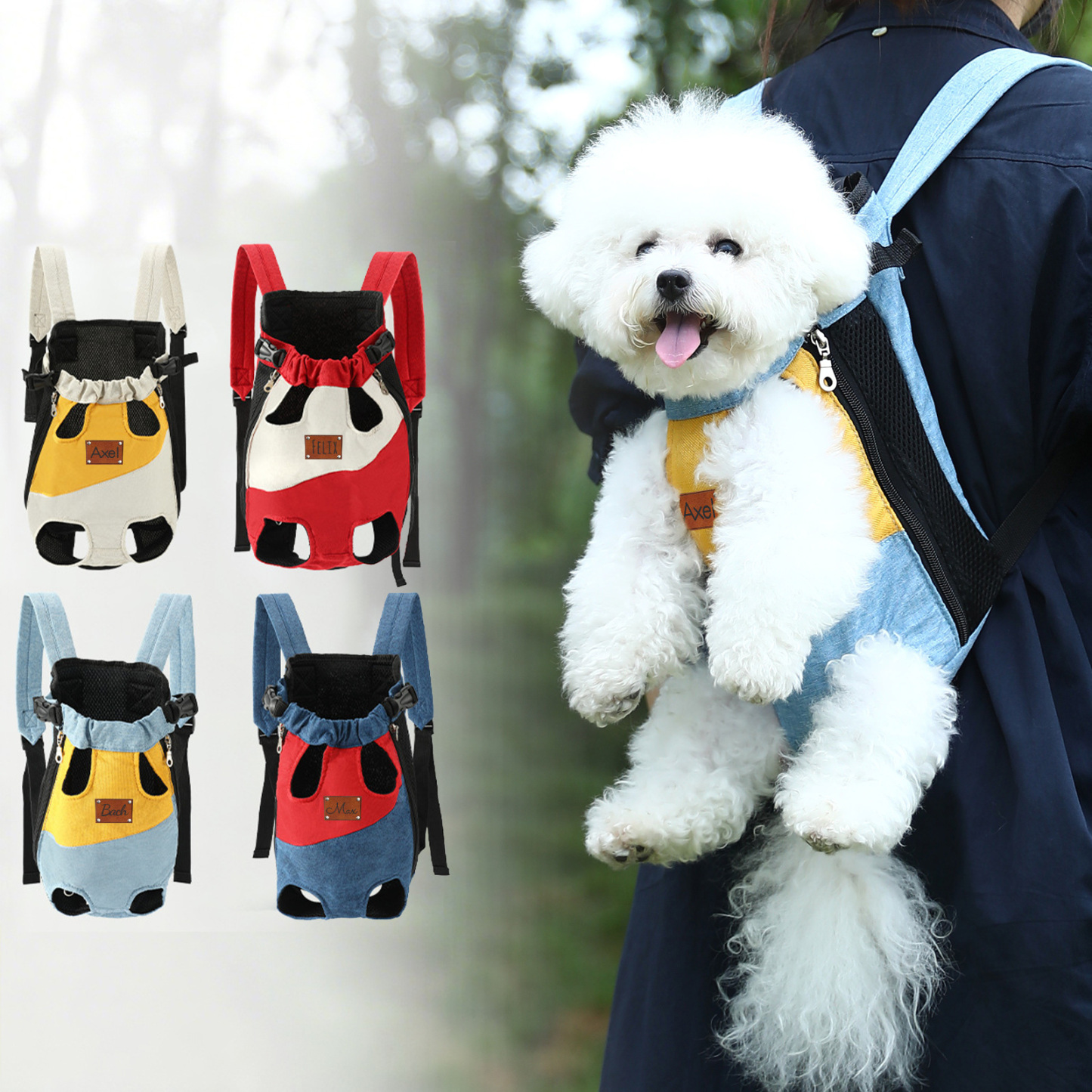 Personalized Leather Patch Name Pet Carrier Backpack | KKPet177
