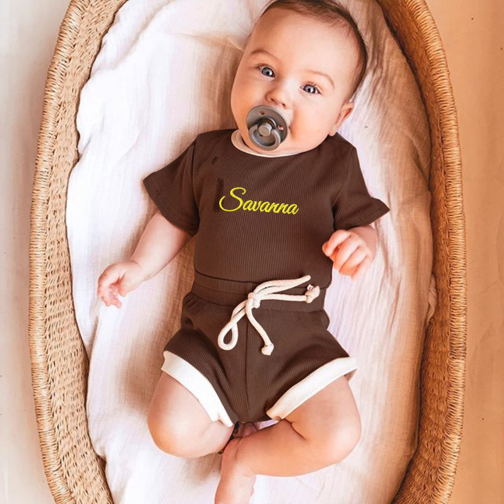 Personalized Embroidery Baby Cotton Cozy Soft Colourful Outfit Set | inSet45