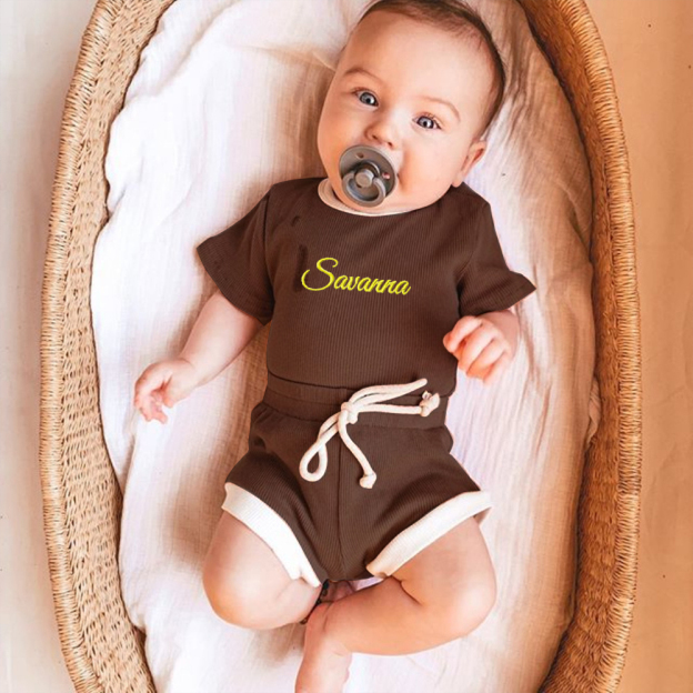 Personalized Embroidery Baby Cotton Cozy Soft Colourful Outfit Set | inSet45