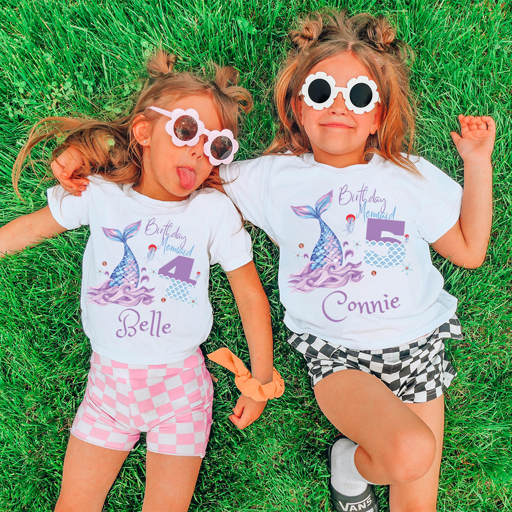 Personalized Girls Lovely Mermaid Birthday T-Shirt | inTee15