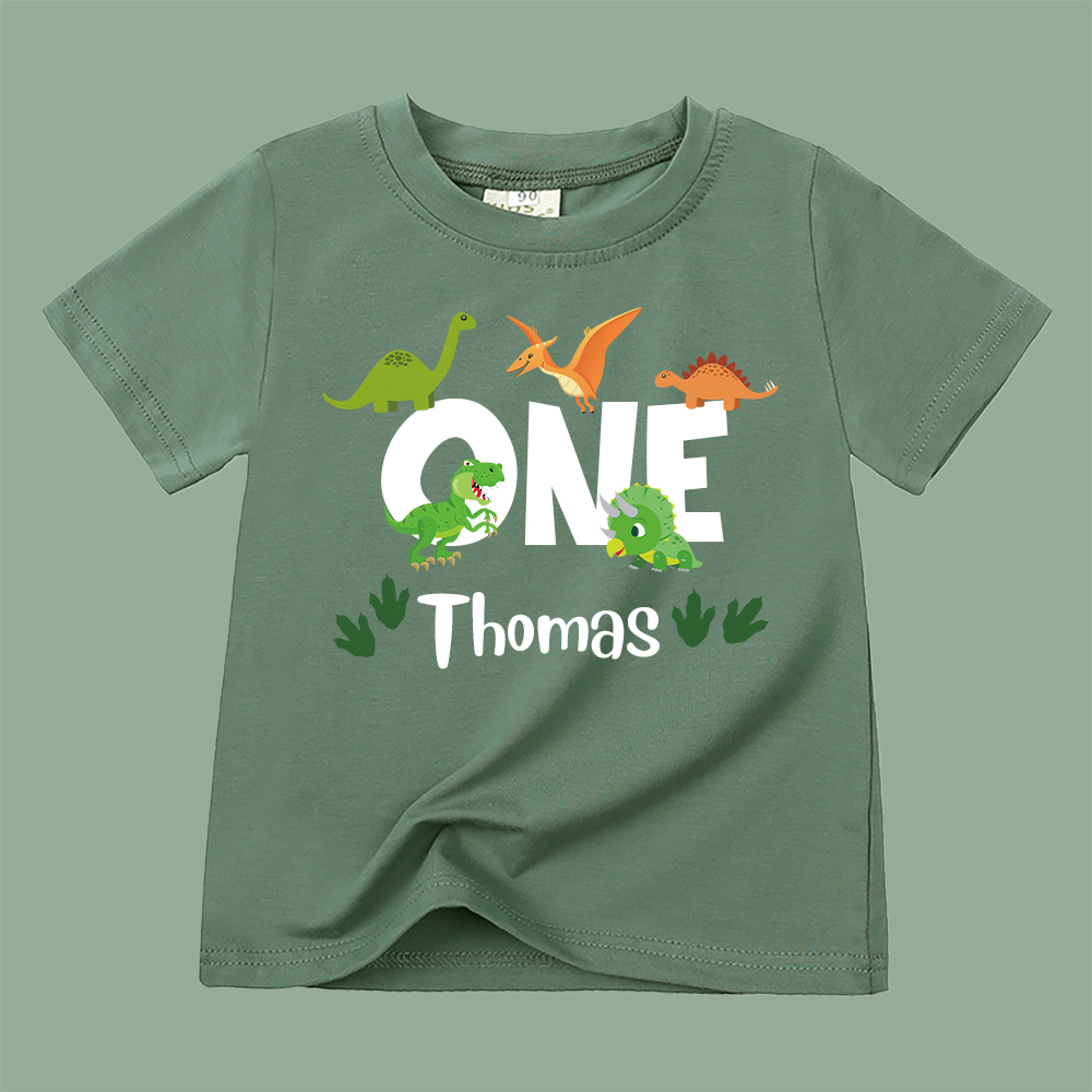 Personalized Kid Jurassic Dinosaur Party Birthday T-Shirt | inTee18