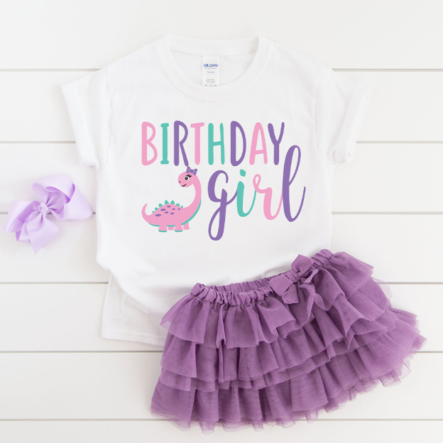 Personalized Cute Dinosaur Girl Birthday T-Shirt | inBirth17