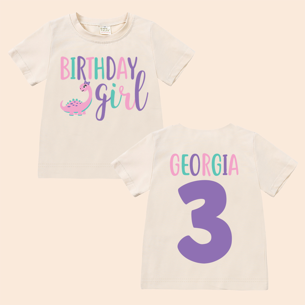 Personalized Cute Dinosaur Girl Birthday T-Shirt | inBirth17
