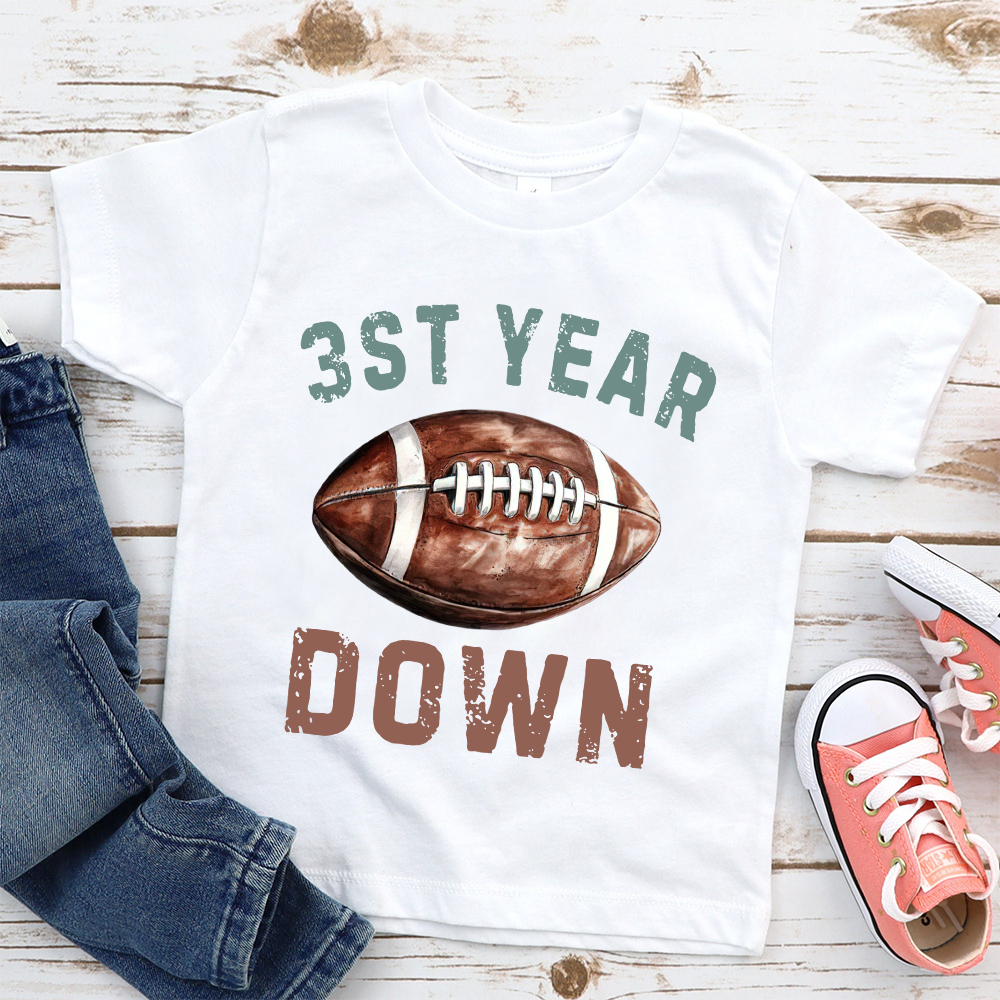 Personalized First Year Down Football Birthday T-Shirt | inBirth20
