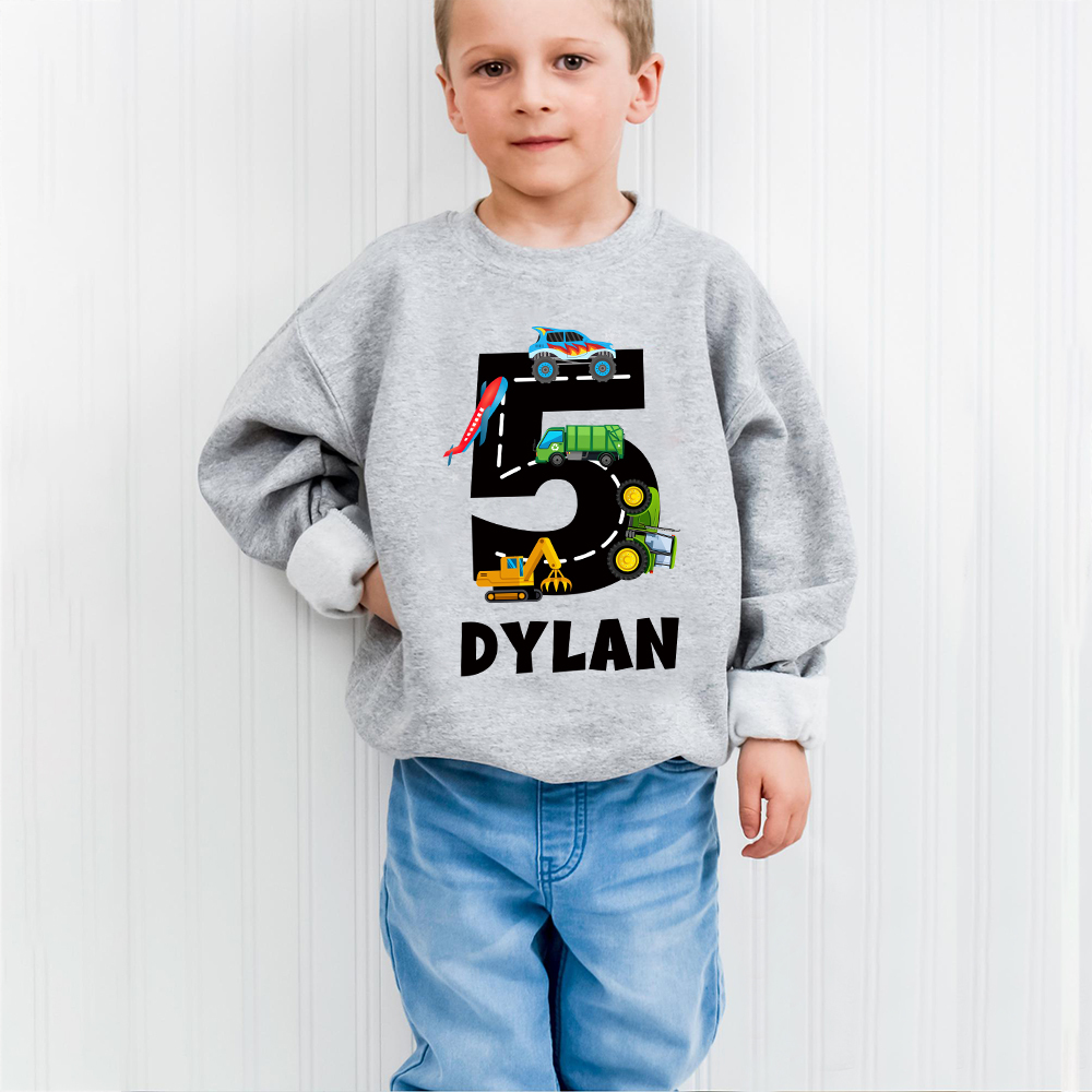 Personalized Kid Transportation Vehicle Party Birthday Sweatshirt | inSweatshirt75