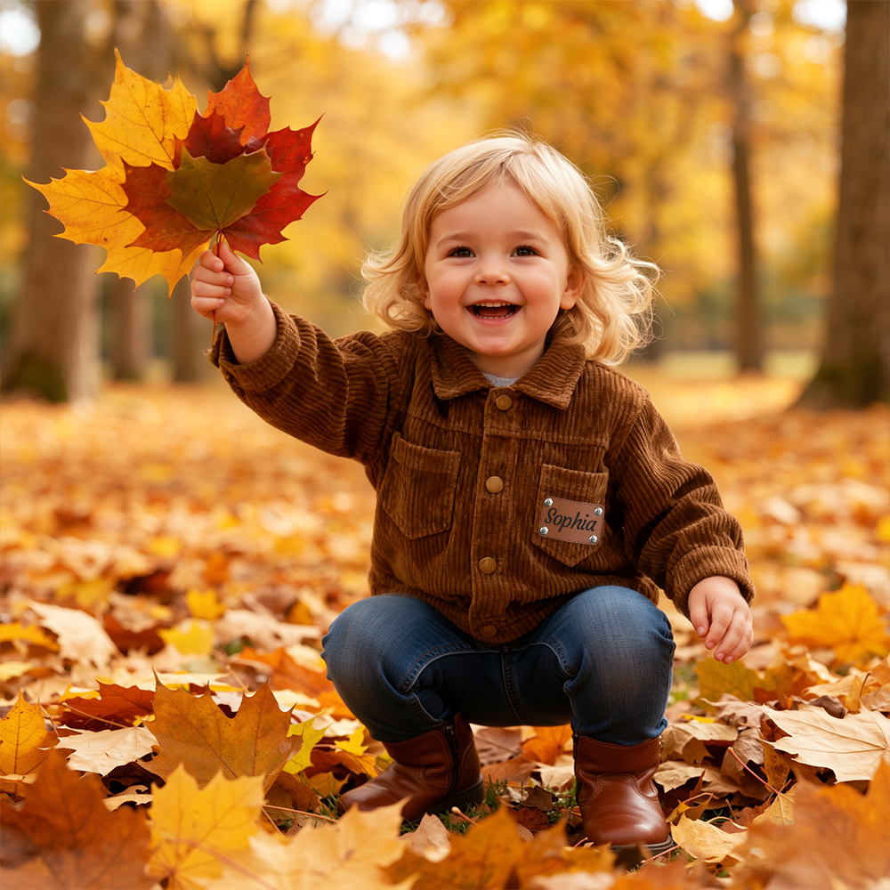 Personalized Leather Patch Corduroy Casual Jacket | inJacket45