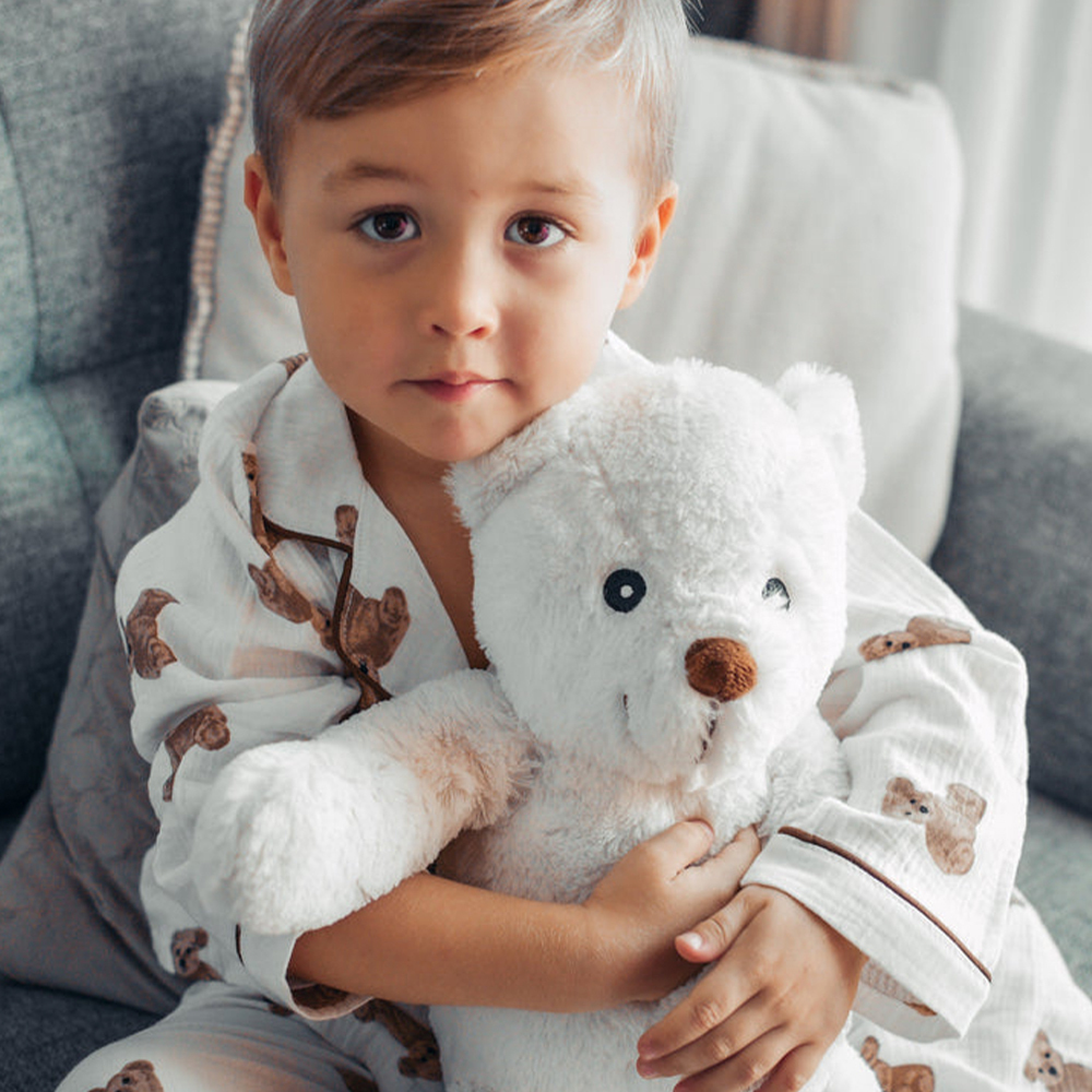 Personalized Kids Cotton Muslin Teddy Pajamas Set | inSet66