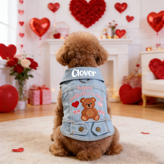 Personalized Pet Valentine’s Day Denim Jacket | inCloth06