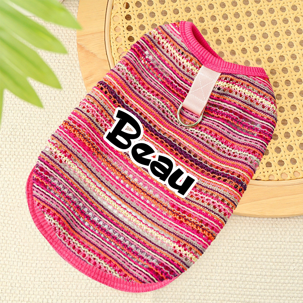 Personalized Name Striped Dog Jumpsuit | inCloth47