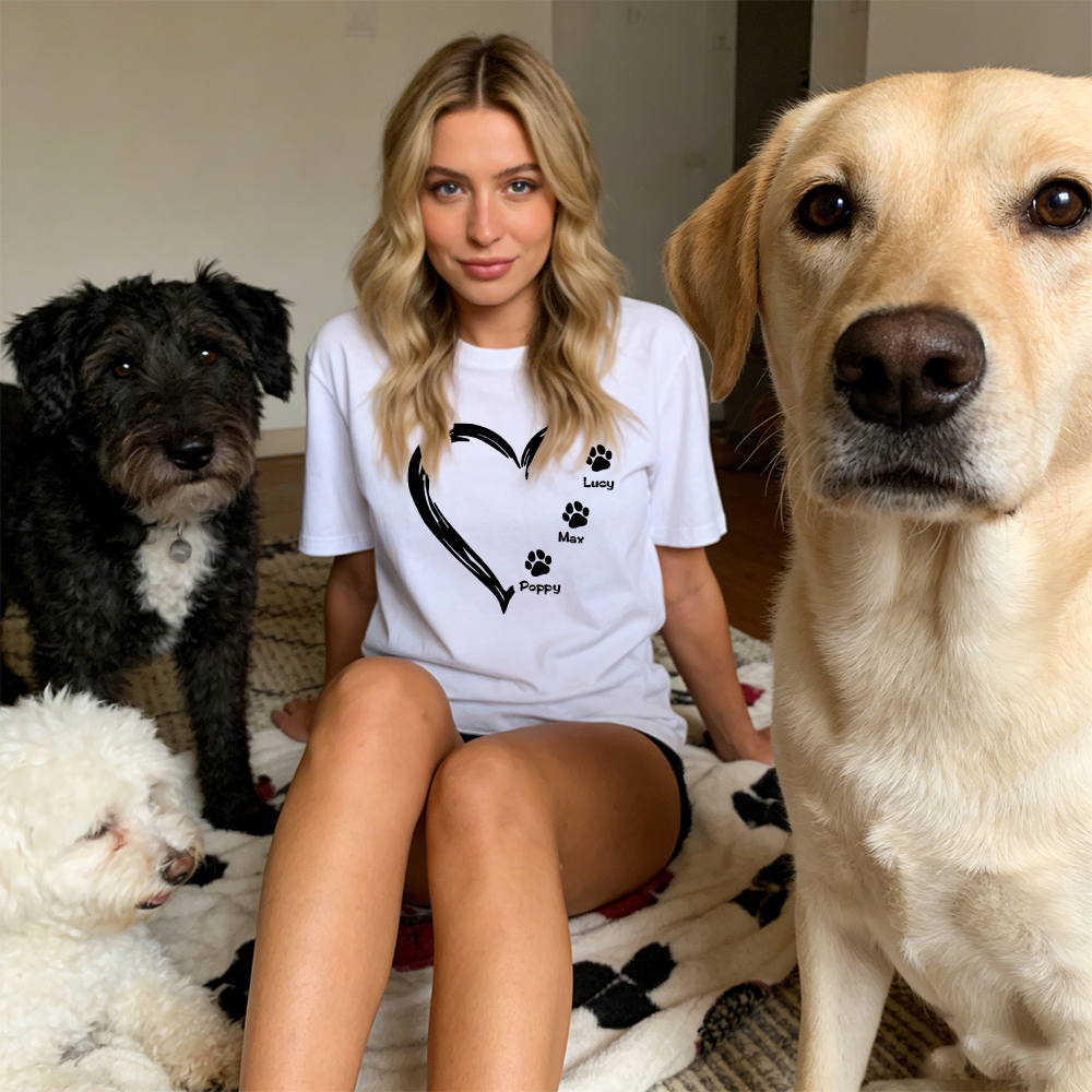 Personalized Mother's Day Pet Mom Heart T-Shirt | inCloth58