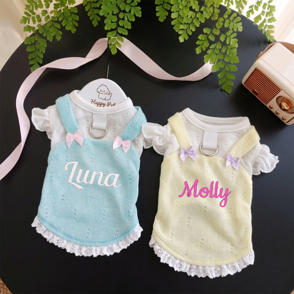 Personalized Embroidered Name Bowknot Dess | inCloth85