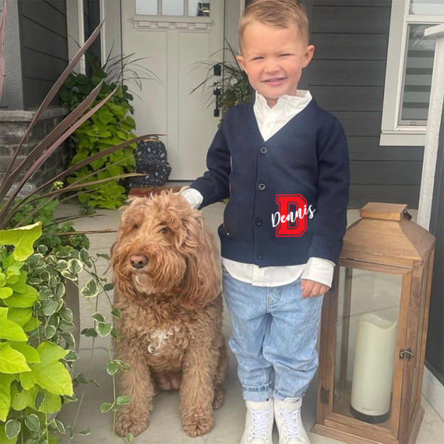 Personalized Color Kids Button Cardigan | inSweater06