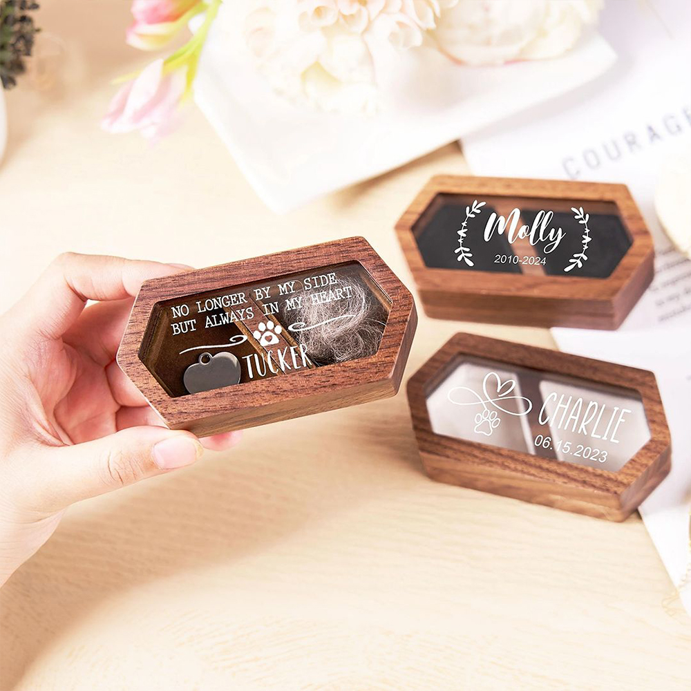 Personalized Name Pet Fur Keepsake Memorial Box | KKPet215