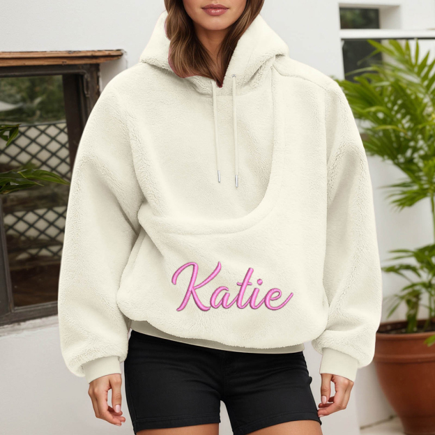 Personalized Embroidered Name Cozy Pet Carrier Fleece Hoodie | KKCloth330