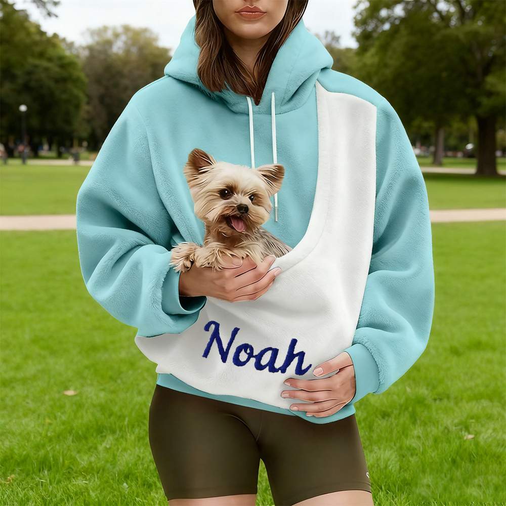 Personalized Embroidered Name Cozy Pet Carrier Fleece Hoodie | KKCloth333
