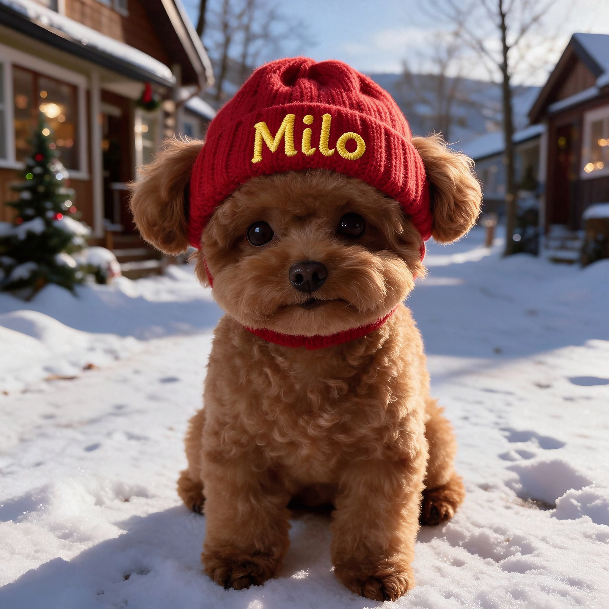 Personalized Embroidered Name Dog Winter Beanie with Ear Holes | inHat07