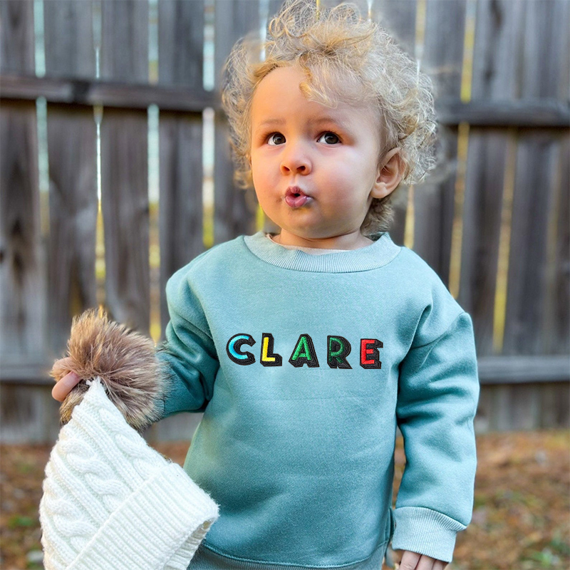Personalized Kid Hand Patch Name Crewneck Sweatshirt | inSweatshirt14