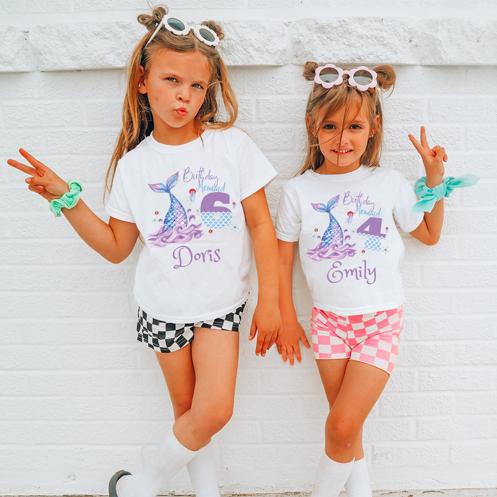 Personalized Girls Lovely Mermaid Birthday T-Shirt | inTee15