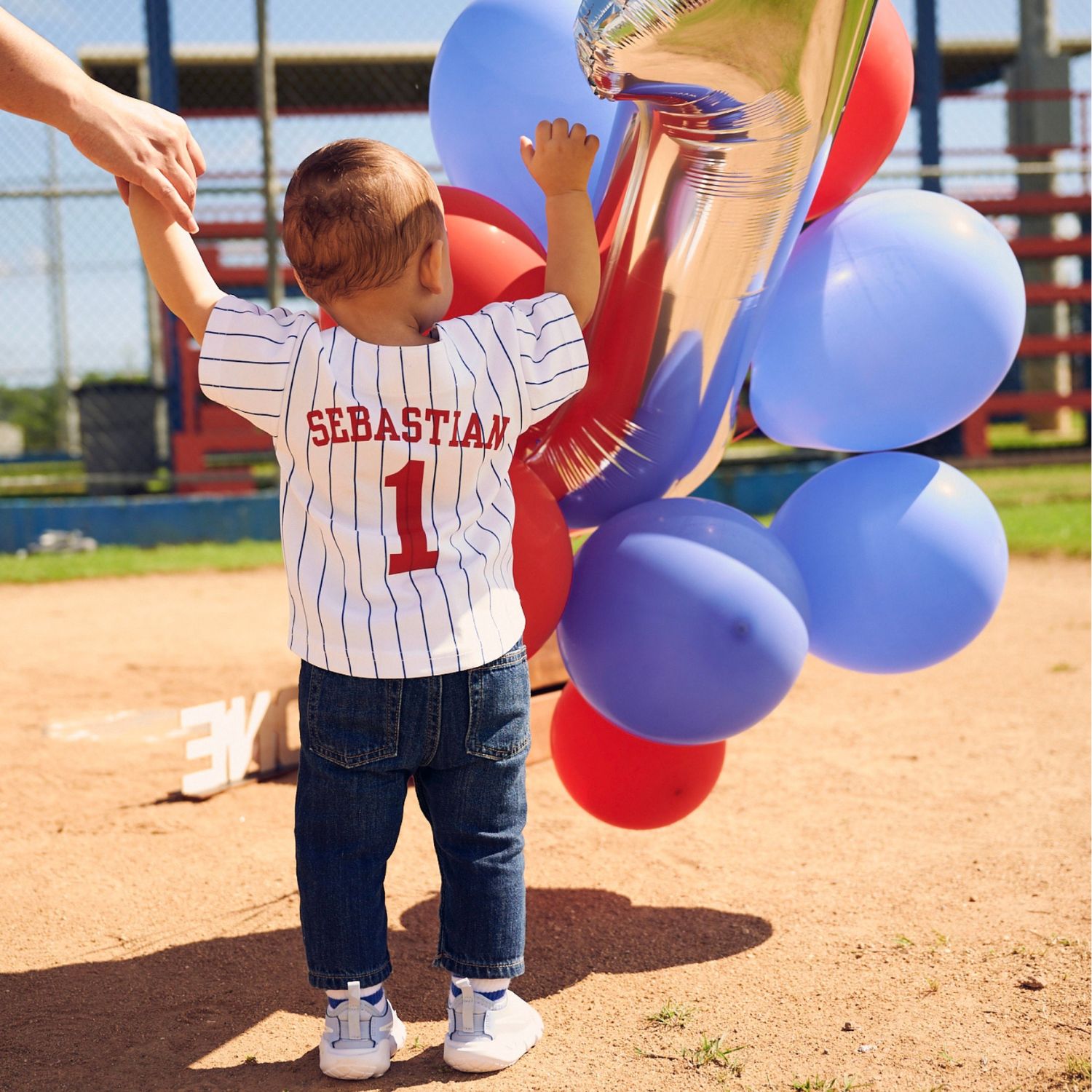 Personalized Pinstripe Button Down Baseball Jersey | CWBaby72