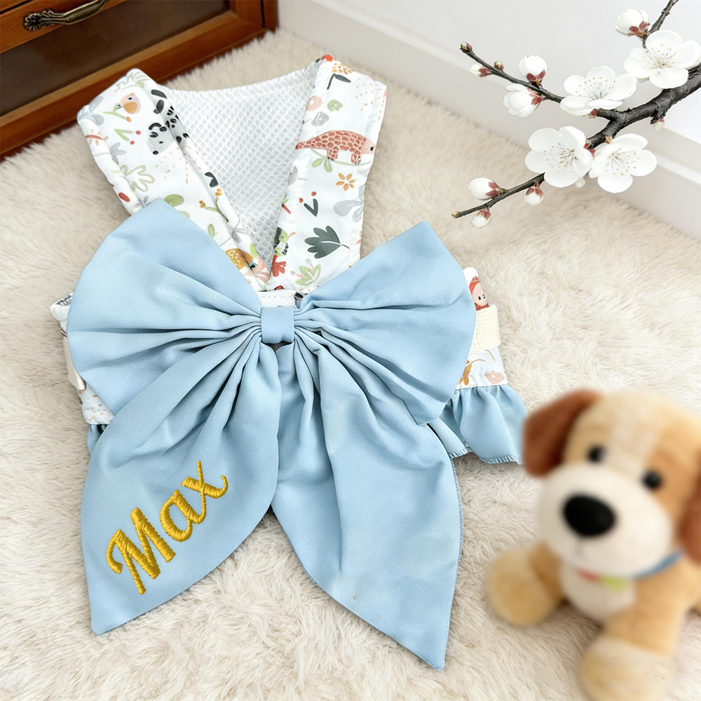 Personalized Embroidered Name Pet Floral Harness | inAccs08