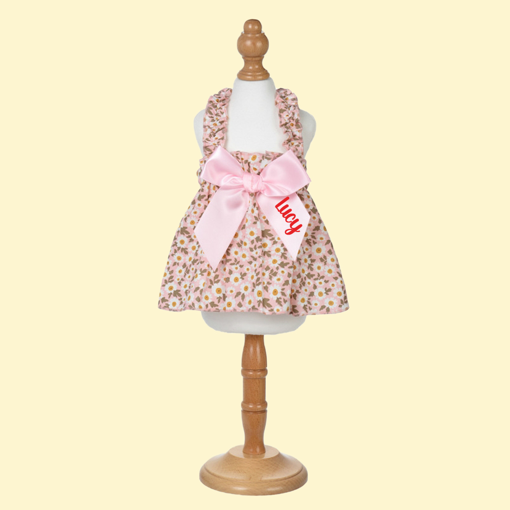 Personalized Floral Bowknot Pet Dress | inCloth12