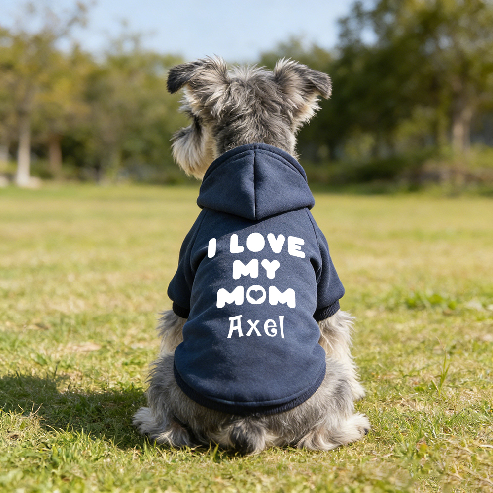 Personalized Name I Love Mom Pet Hoodie | inCloth25
