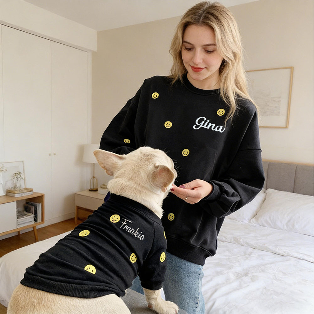 Personalized Embroidered Name Mom and Dog Matching Sweatshirts | inCloth28
