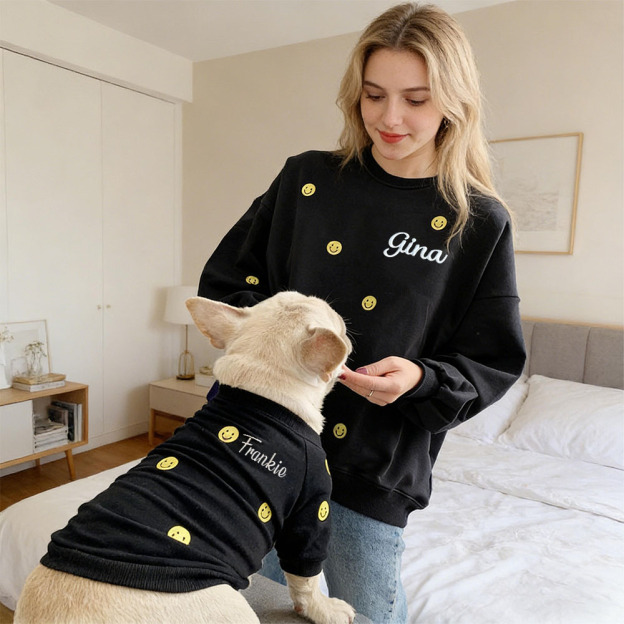 Personalized Embroidered Name Mom and Dog Matching Sweatshirts | inCloth28