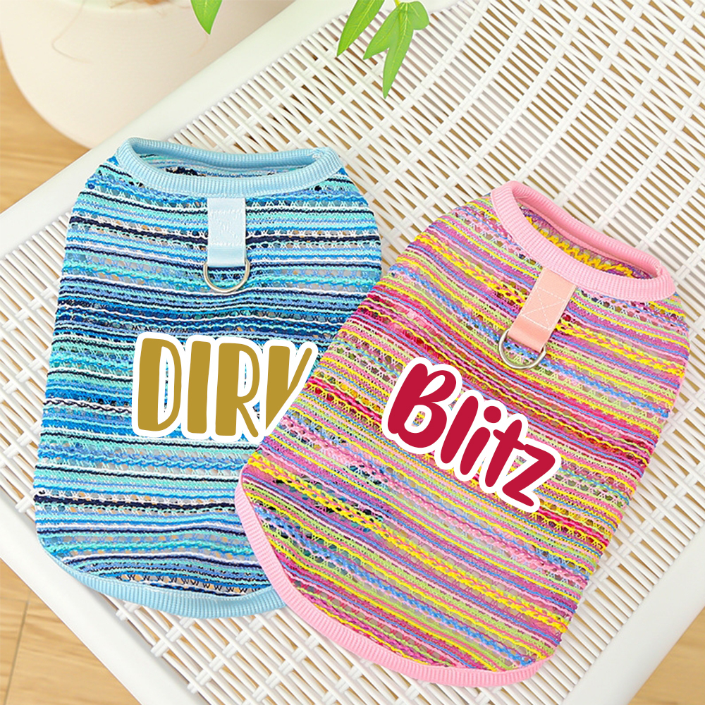 Personalized Name Striped Dog Jumpsuit | inCloth47