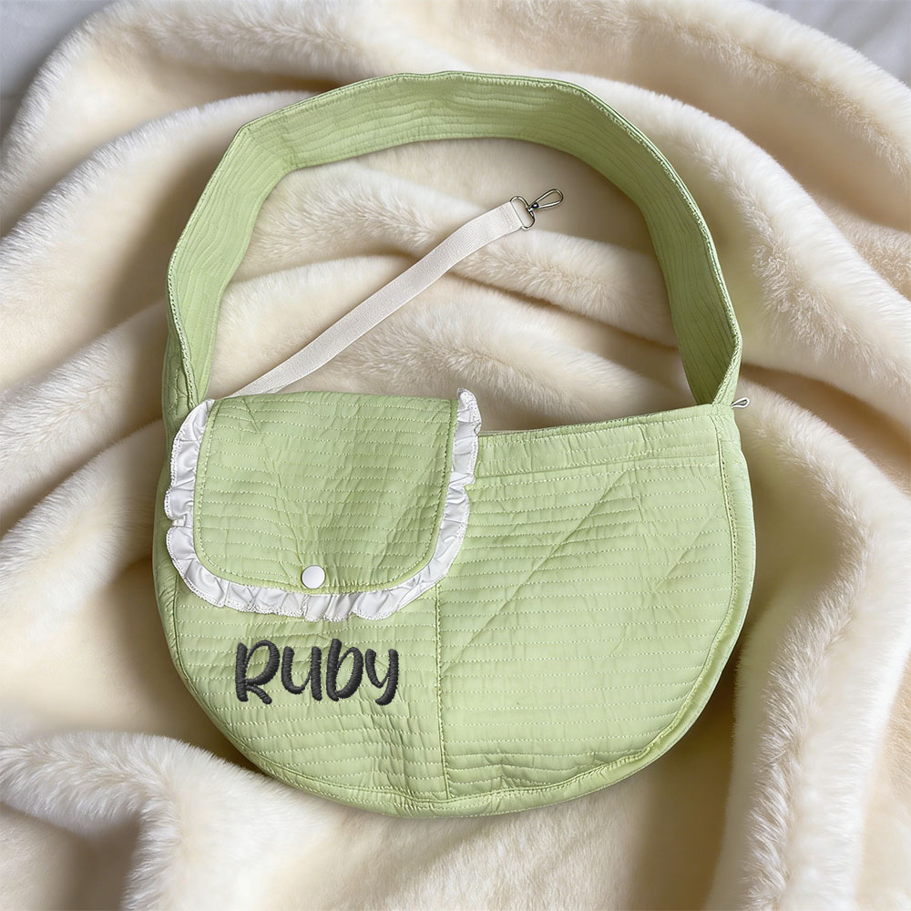 Personalized  Embroidered Name Quilted Cotton Pet Sling Carrier | inAccs38