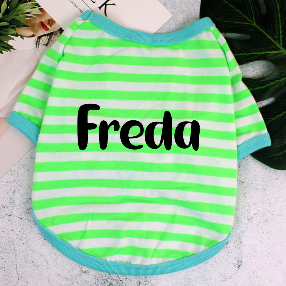 Personalized Name Summer Striped Pet T-Shirt | inCloth76