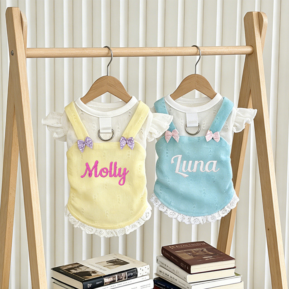 Personalized Embroidered Name Bowknot Dess | inCloth85