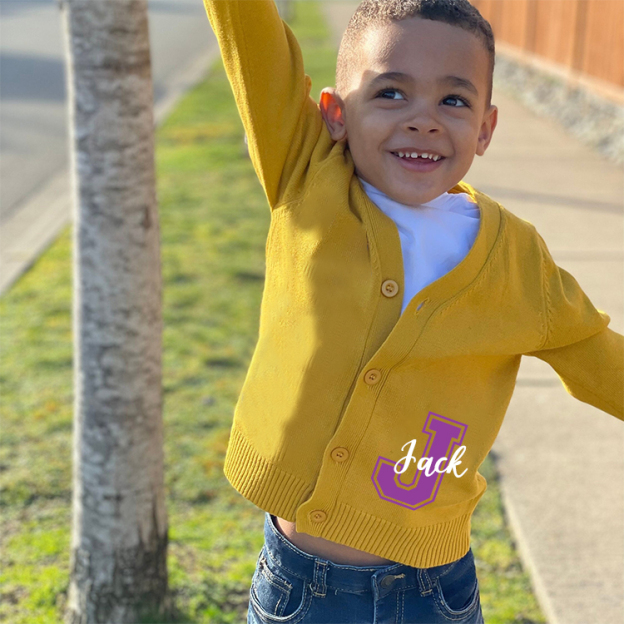 Personalized Color Kids Button Cardigan | inSweater06