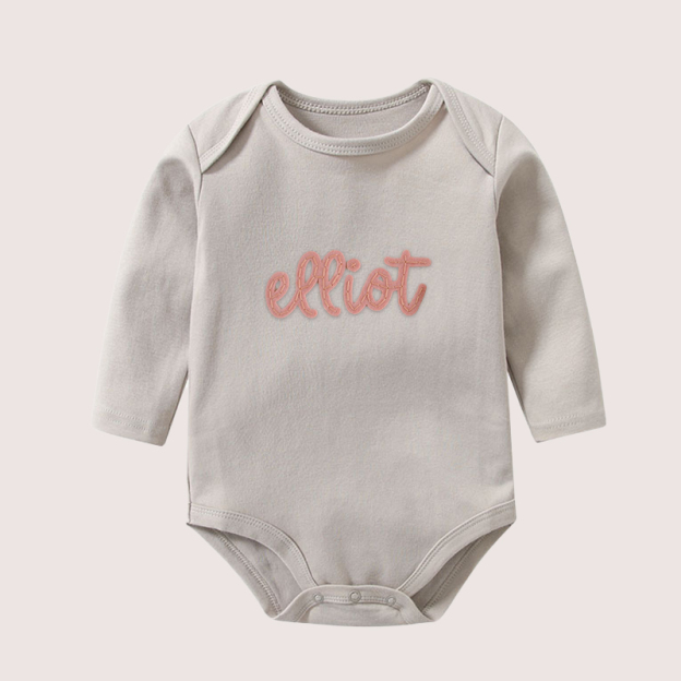 Personalized Hand-Embroidered Baby Cozy Soft Romper | inRomper21