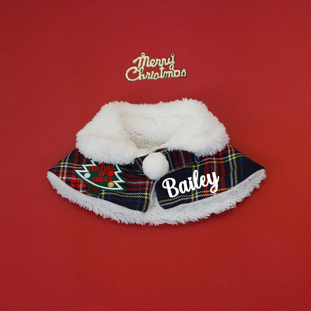 Personalized Christmas Pet Scarf with Plush Collar | KKPet315