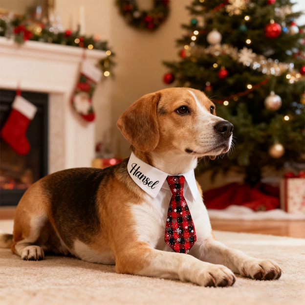 Personalized Name Christmas Pet Tie | KKPet327
