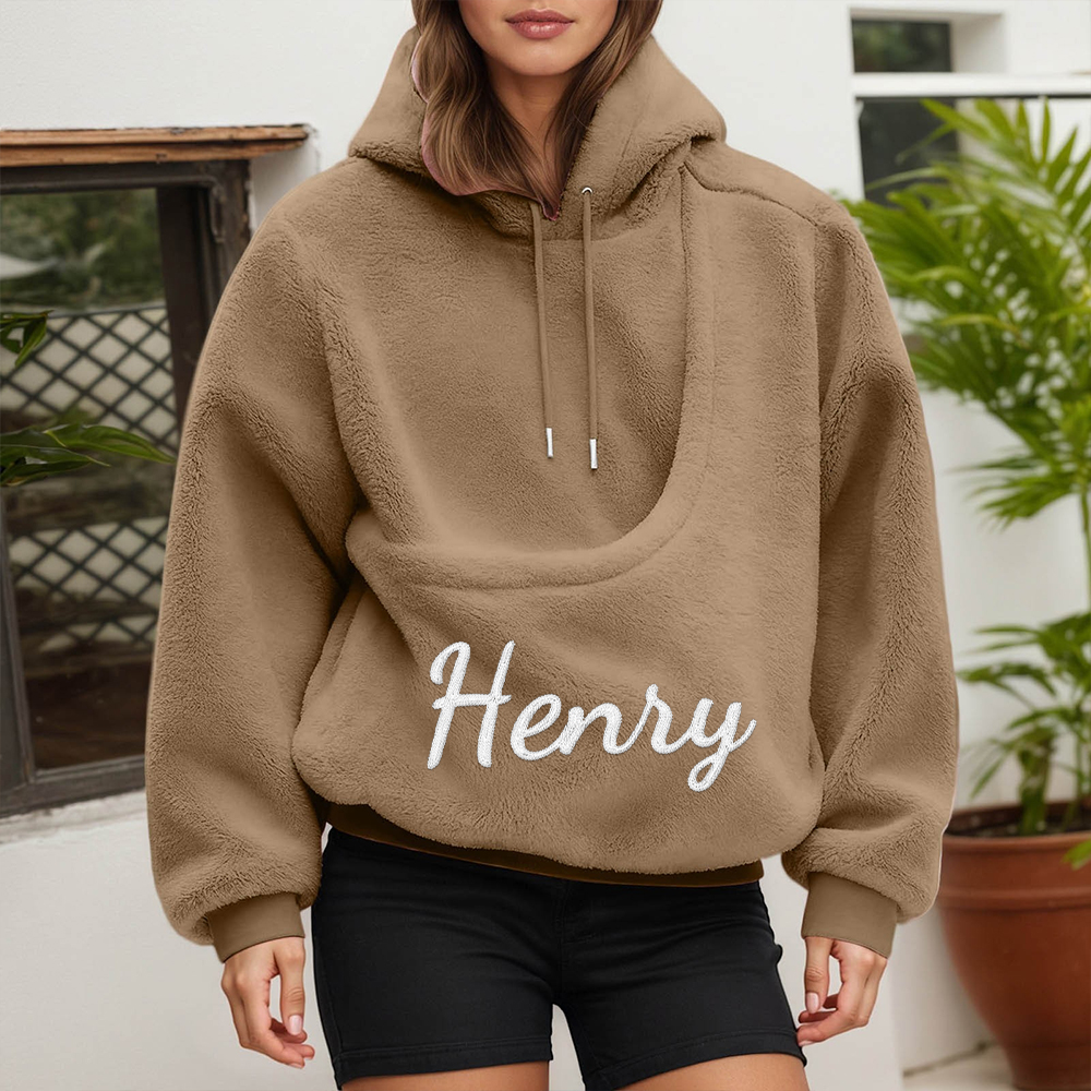 Personalized Embroidered Name Cozy Pet Carrier Fleece Hoodie | KKCloth330