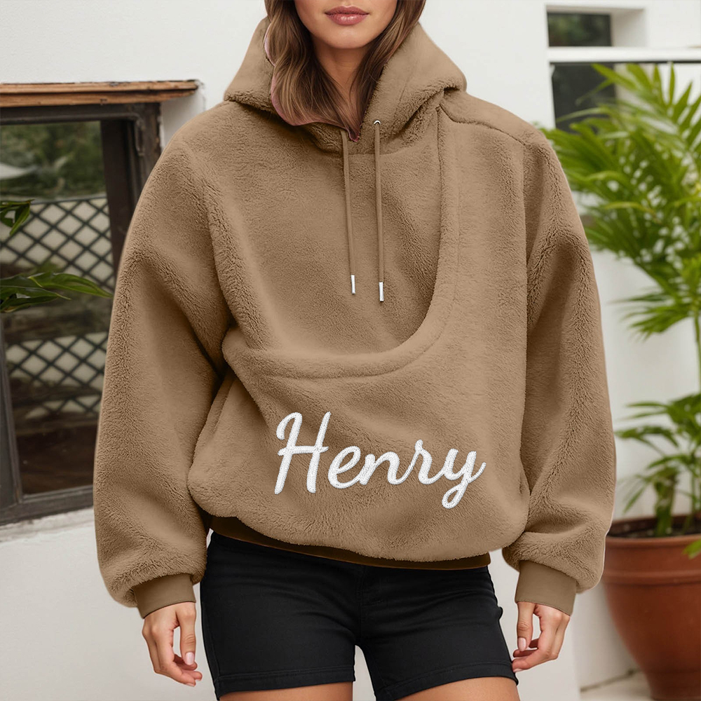 Personalized Embroidered Name Cozy Pet Carrier Fleece Hoodie | KKCloth330