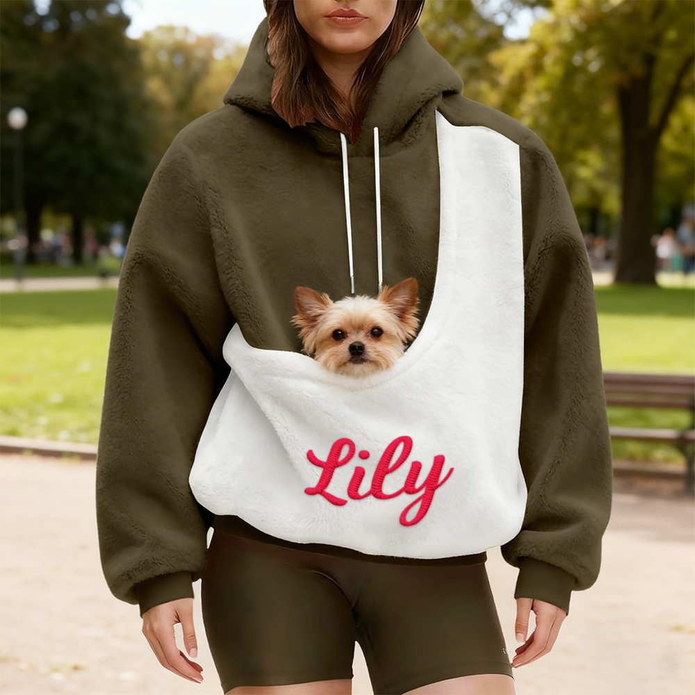 Personalized Embroidered Name Cozy Pet Carrier Fleece Hoodie | KKCloth333