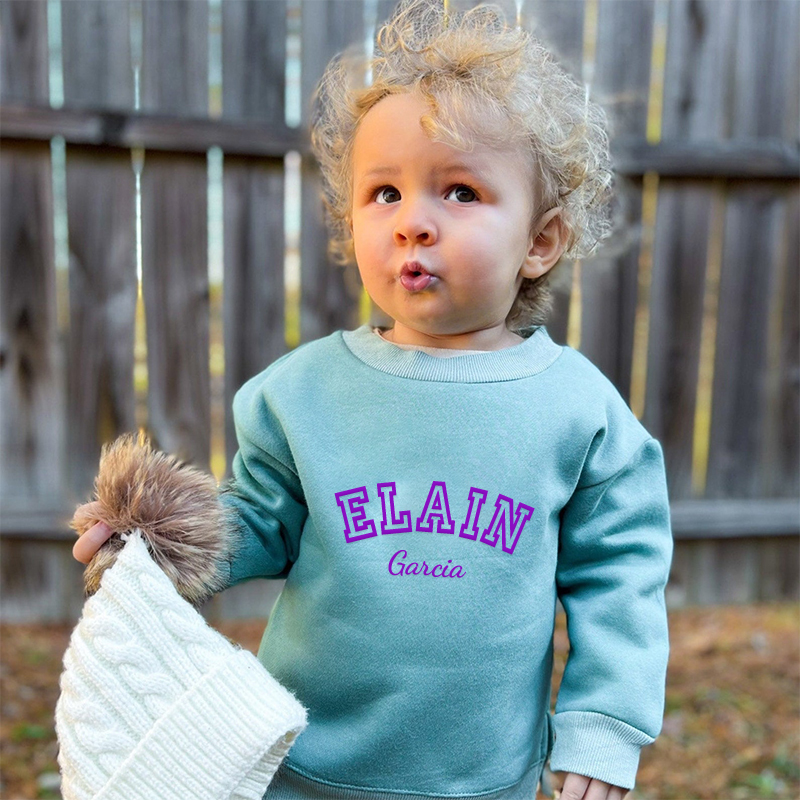 Personalized Kid Puff Vinyl Name Crewneck Sweatshirt | insweatshirt58