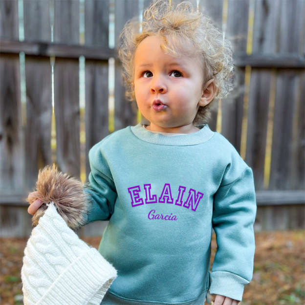 Personalized Kid Puff Vinyl Name Crewneck Sweatshirt | insweatshirt58