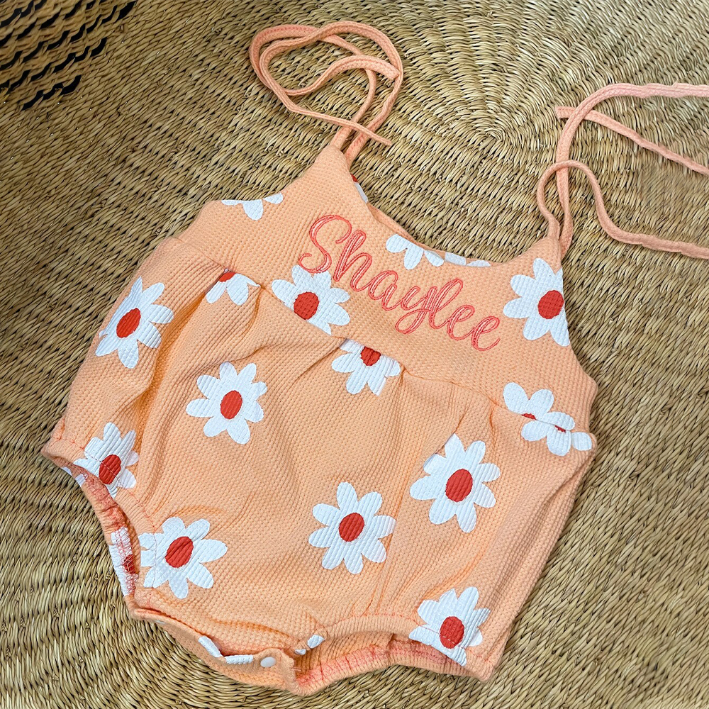 Personalized Embroidery Baby Cozy Soft Flower Design Outfit | inRomper26